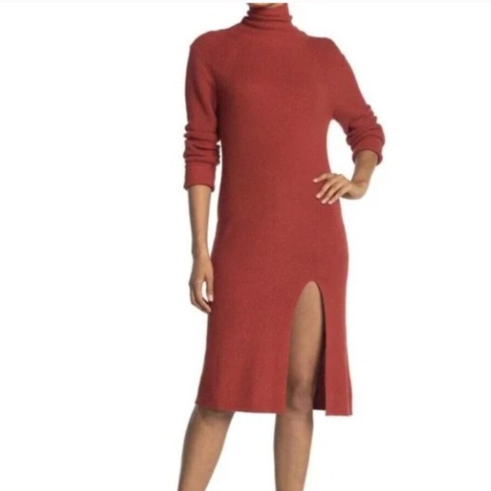 Abound Turtleneck Long Sleeve Side Slit Hem Sweater Dress Midi Size M NWT